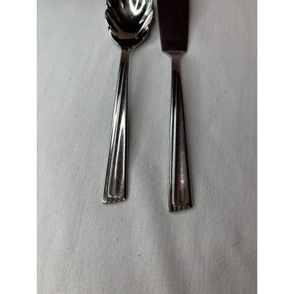 WM Rogers Stainless Steel Cheese Knife & Jelly Spoon Silver Glossy‎ Handle
